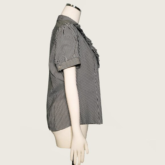Harve Benard Pinstripe Blouse with Ruffle - Picture 3 of 6